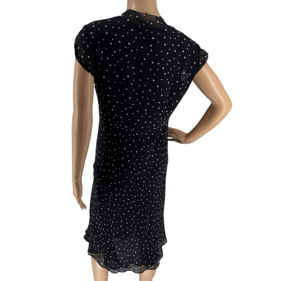 Talbots Women's Black Polka Dot 100% Silk Midi Dress Short Sleeve Size 8 - Picture 4 of 16